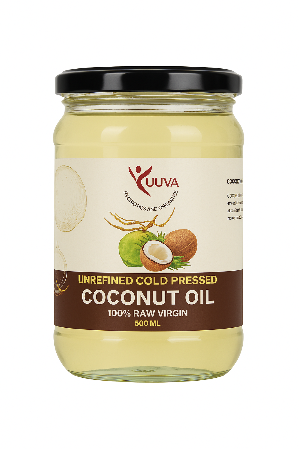 COCONUT OIL - COLD PRESSED - UNREFINED- 100% PURE